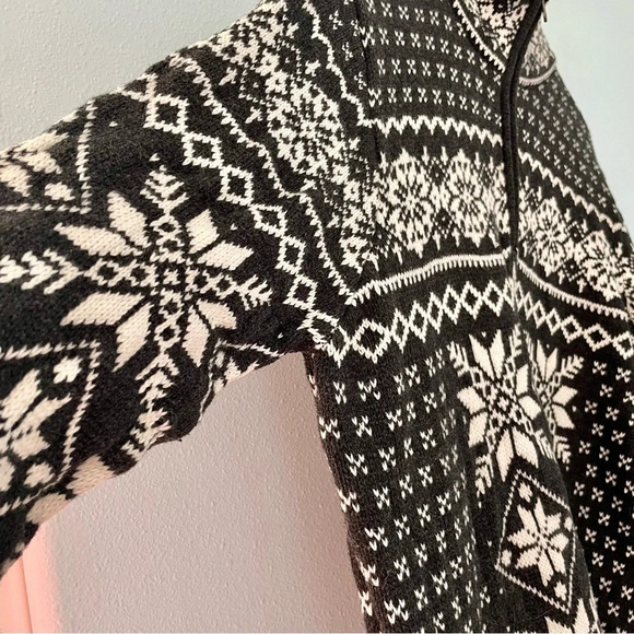 L.L. BEAN vintage chunky cotton grey and white quarter zip sweater size large - Picture 4 of 10